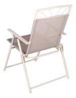 Set De Mesa Vidrio 6 Sillas Plegables Sombrilla Jardin Acero Taupe - Image 2