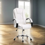 Sillon Oficina Basculante Ejecutivo Gerencial Pc Escritorio Color Blanco Cuero Sintético - Image 2