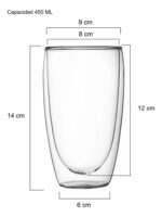 Set Dos Vasos Cafe Doble Vidrio 400cc Premium Ramos Mejia - Image 2