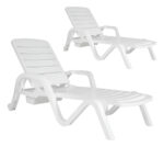 Garden Life Toronto Set Reposeras De Plástico Para Piscina Exterior 2 Unidades Color Blanco