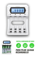 Cargador De Pila Usb Noga 4 Puertos Aa/aaa Digital 220v - Image 2