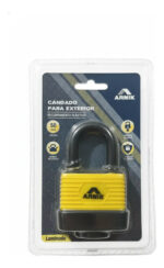 Candado Exterior Laminado Intemperie Impermeable Agua Jardin Negro Y Amarillo