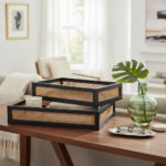 Set Bandeja Organizador Madera Y Ratan Calidad Premium - Image 4