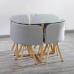 Juego De Comedor Mesa Rectangular Sillas Moderno Ramos Mejía Gris Poliéster - Image 5