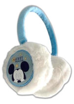 Orejeras Peludas Niños Infantil Peluche Invierno Disney Color Mickey Mouse Celeste Y Blanco