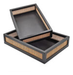 Set Bandeja Organizador Madera Y Ratan Calidad Premium - Image 3