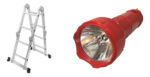Kit Multipro: Escalera Multipropósito Reforzada Premium Plateado + Linterna Portátil Led Rojo Premium