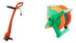 Kit Jardin: Bordeadora Electrica 350w Naranja + Carro Porta Manguera 20m Con Accesorios