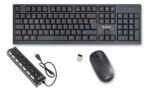 Kit Teclado Mouse Inalambrico Verbatim + Hub Usb De Negro