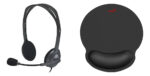 Kit Oficina: Auricular Logitech Vincha C/mic Gris + Mouse Pad Genius C/apoyamuñecas Negro