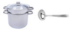 Kit Cocina: Olla Acero Inoxidable Tapa Vidrio 2 Coladores + Cucharon Sopero Acero Inoxidable