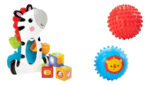 Kit Bebes: Cebra Bloques Encastre Fisher Price Blanco + Set Pelotas Estimulacion Infancia