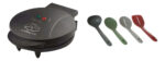 Kit Cocina: Waflera Profesional Negro + Set 4 Utensilios Compactos