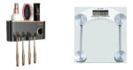 Kit Hogar: Soporte Cepillos Dientes Decorativo Negro + Balanza Baño Digital 180kg Vidrio Templado