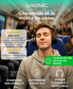 Auriculares Inalambricos Gadnic A164 Vincha Bt 5.3 Cancelacion Ruido 40 Mm Negro - Image 2