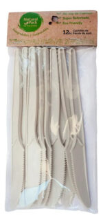 Set Cubiertos Biodegradables Natural Pack 12 Tenedores 12 Cuchillos 16.2cm Beige - Image 3