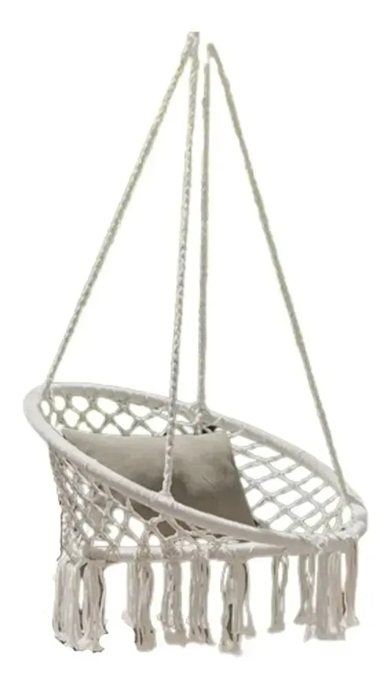 D_NQ_NP_731310-MLA111762641314_062026-F.jpg Hamaca Sillon Colgante Crochet Diseño Relax Blanco - Image 1