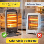 Calefactor Halogeno Winco W173 1500w 2 Niveles Hogar - Image 5