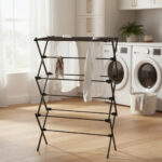 Tender Vertical De Pie 3 Niveles Plegable Liviano Y Compacto Negro