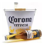Hielera balde Corona galvanizada color blanco