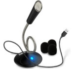 Microfono Para Pc Reforzado Omnidireccional Podcast + Base Color Negro