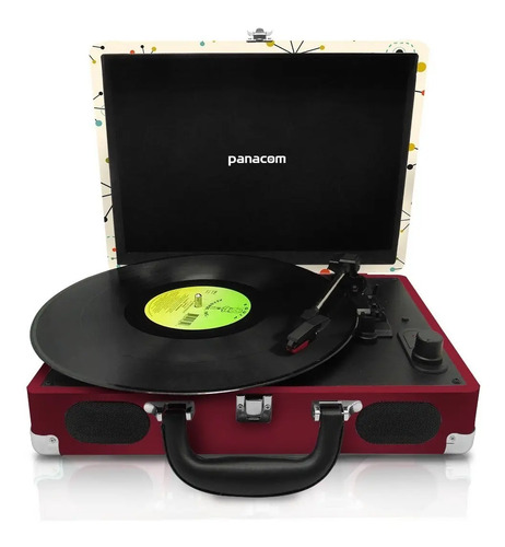 D_779021-MLU73332511652_122023-O.jpg Tocadiscos Panacom Lp8804 Bluetooth Snow Bateria Recargable Color Bordó - Imagen 1