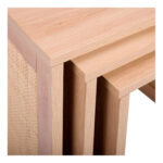 Mesas Ratonas Set X3 Modernas Mdf Con Ratan Natural Calidad Natural - Imagen 5