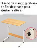 Escritorio Móvil Regulable En Altura De Madera Con Ruedas Para Laptop 60x40 Cm Nogal - Imagen 5