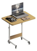 Escritorio Móvil Regulable En Altura De Madera Con Ruedas Para Laptop 60x40 Cm Nogal - Imagen 7