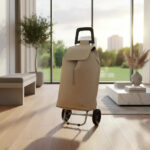 Carrito De Compras Changuito Metal Plegable Con Diseño Ramos Color Beige - Imagen 2