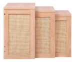 Mesas Ratonas Set X3 Modernas Mdf Con Ratan Natural Calidad Natural - Imagen 3