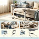 Escritorio Móvil Regulable En Altura Con Ruedas Mesa Auxiliamesa Para Cama Para Laptop Servicio Plegable Y Móvil Resistente Y Espacioso Para Oficina Y Hogar Negro40x60cm Negro - Imagen 2