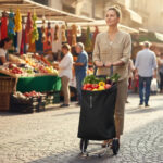 Carrito De Compras Changuito Metal Plegable Con Diseño Ramos Color Negro - Imagen 2