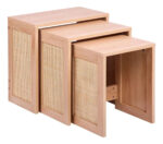 Mesas Ratonas Set X3 Modernas Mdf Con Ratan Natural Calidad Natural