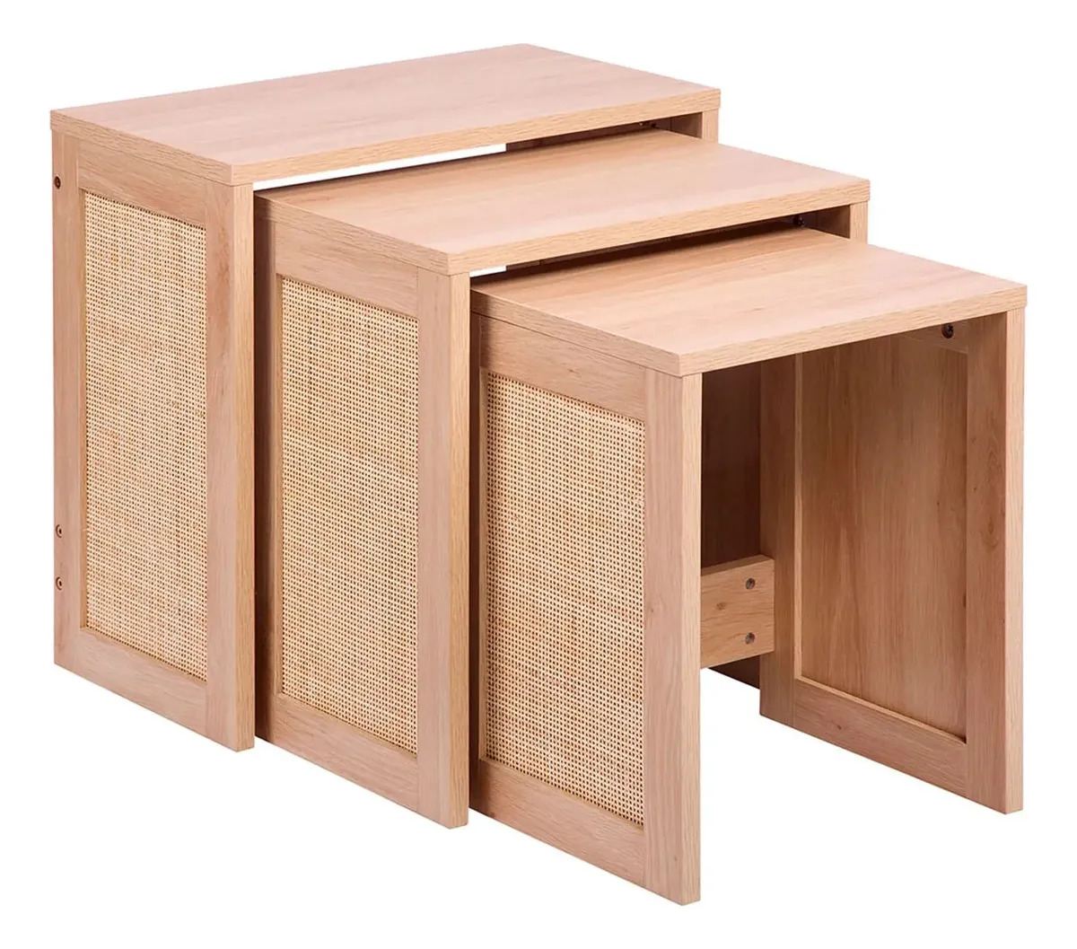 D_NQ_NP_918393-MLA111764007854_062026-F.jpg Mesas Ratonas Set X3 Modernas Mdf Con Ratan Natural Calidad Natural - Imagen 1