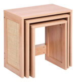 Mesas Ratonas Set X3 Modernas Mdf Con Ratan Natural Calidad Natural - Imagen 2
