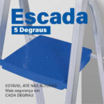 Escalera Doméstica Plegable De Aluminio Con 5 Peldaños Principales Plata Y Azul - Imagen 3
