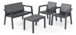 Set Juego Jardin Exterior Impermeable Keter Sillon + Sillas Estructura Negro - Imagen 4