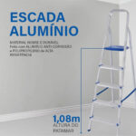 Escalera Doméstica Plegable De Aluminio Con 5 Peldaños Principales Plata Y Azul - Imagen 2