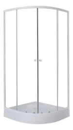 Cabina De Ducha Curva Sensi D'acqua Vidrio Templado 6mm 200x80cm Transparente Blanco