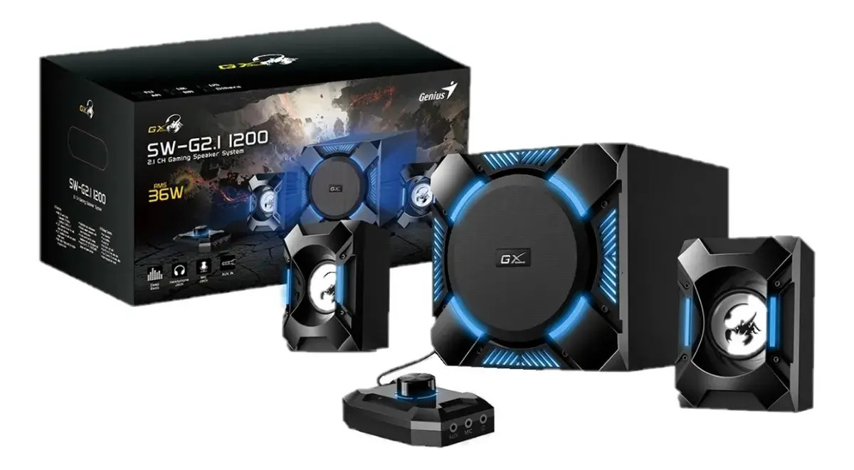 D_NQ_NP_785575-MLA91335916065_082025-F.jpg Parlantes Genius 2.1 Gamer Subwoofer Portatil Con Led 36w - Imagen 1