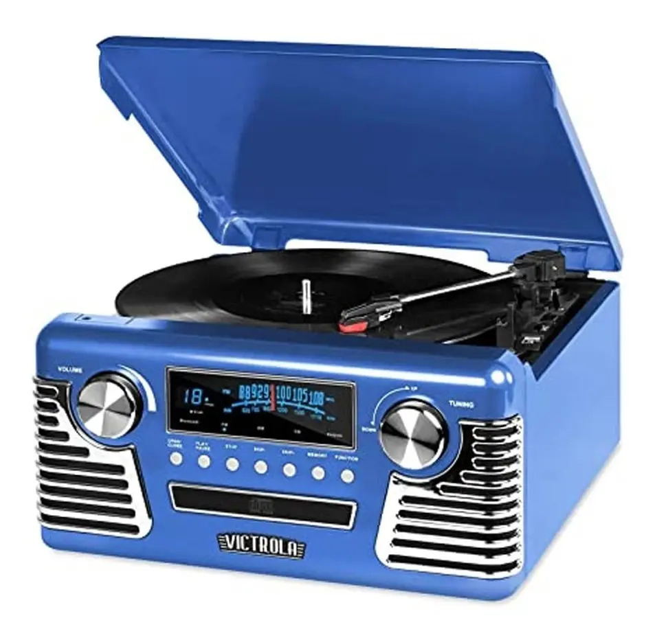 D_NQ_NP_804434-MLA49366405777_032022-F.jpg Tocadisco Retro Vinilos Usb Aux Mp3 Bluetooth Cd + Radio - Imagen 1