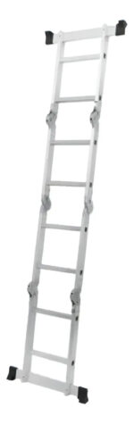 Escalera Articulada Aluminio Wrk Work 8 Escalones Plegable Extensible Plateado