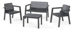 Set Juego Jardin Exterior Impermeable Keter Sillon + Sillas Estructura Negro
