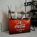 Porta Cubiertos Coca Cola Metal Original 4 Divisiones Manija - Imagen 2
