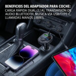 Transmisor Inalambrico 12v Fm Bluetooth Usb Carga Rapida - Imagen 12