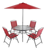 Set De 4 Sillas + Mesa Para Exterior Sombrilla Diseño Balcon - Imagen 2