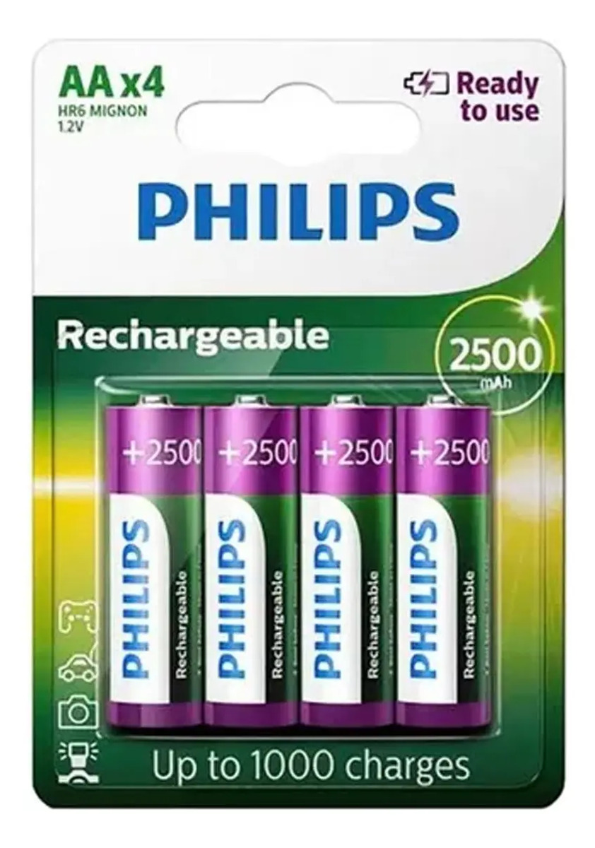 D_NQ_NP_893036-MLA76516647271_052024-F.jpg Pack X4 Pilas Philips Recargables Duracion Calidad Premium - Imagen 1