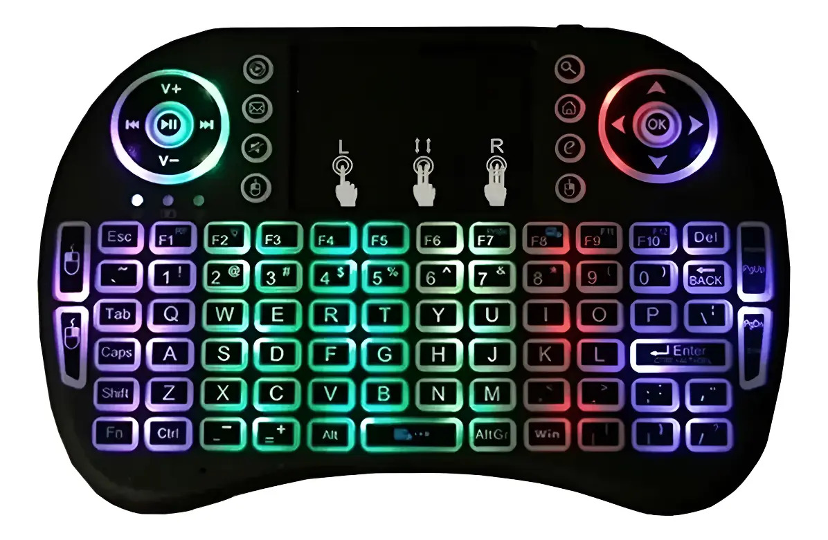 D_NQ_NP_944406-MLA94036690326_102025-F.jpg Teclado Inalambrico Smart Tv Tablet Luz Rgb + Multi Touchpad - Imagen 1