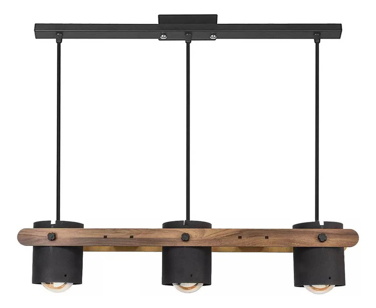 D_NQ_NP_945669-MLA81599670938_012025-F.jpg Lampara De Techo 3 Luces Estilo Nordico 60w Metal + Madera - Imagen 1